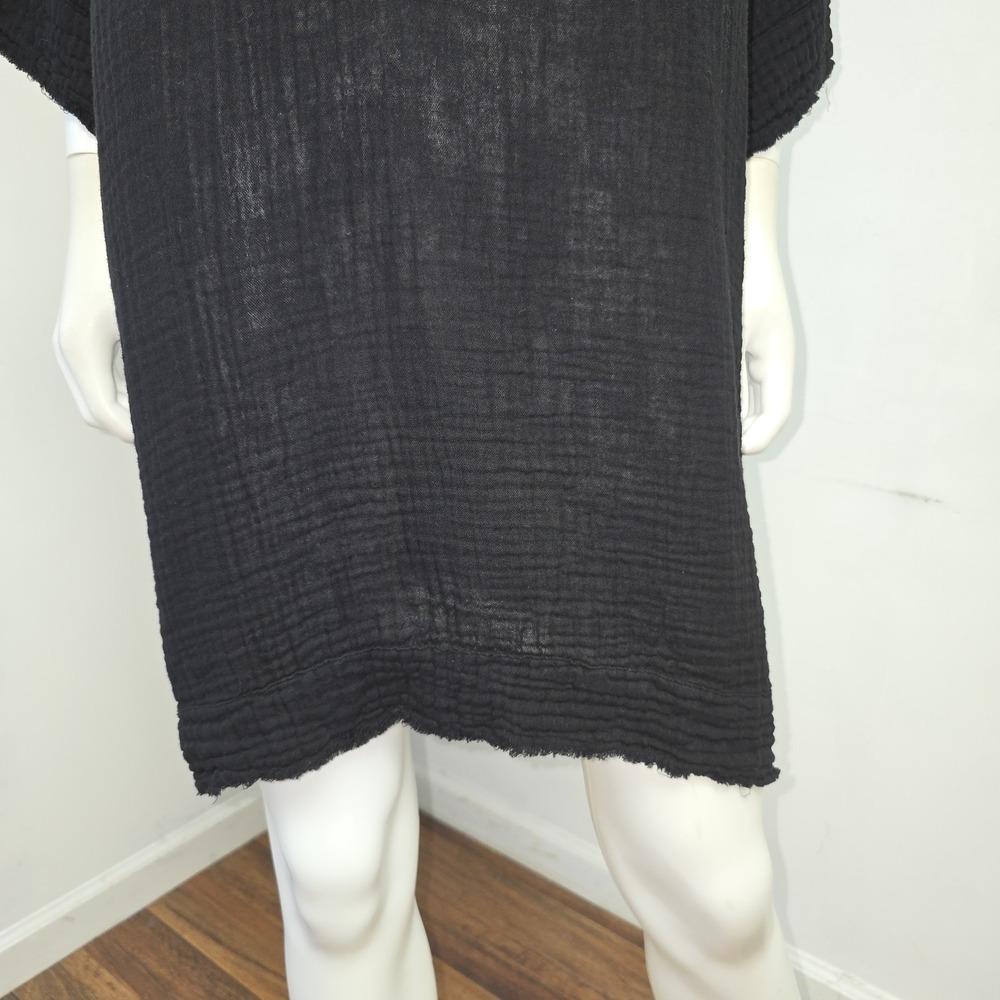 Cloth & Stone Gauze Dress Cover-Up 3/4 Sleeve Black V-Neck Size S Womens Relaxed - Picture 6 of 10